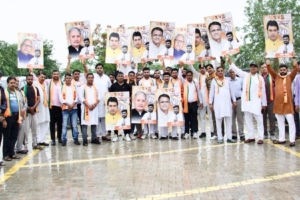 120 गाडिय़ों के काफिले के साथ गौरवशाली भारत रैली जाटौली में पहुंचे नवीन गोयल समर्थक